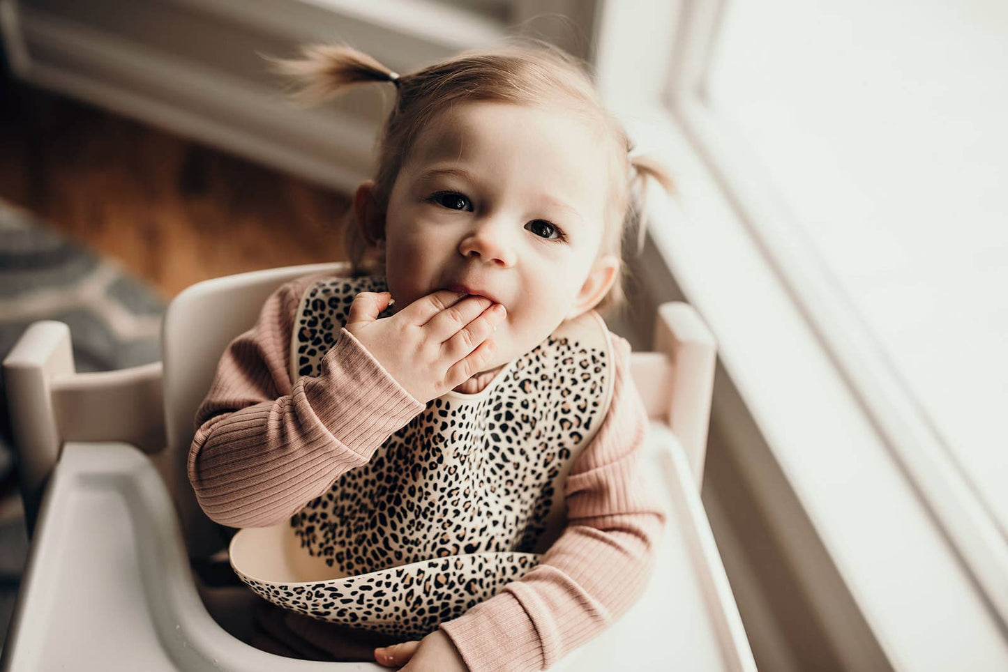 Three Little Tots -Leopard Print Silicone Bib with Crumb Catcher