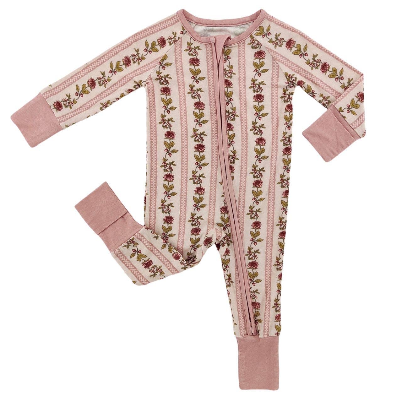 Vintage Floral Stripe Bamboo Sleeper: 0-3M