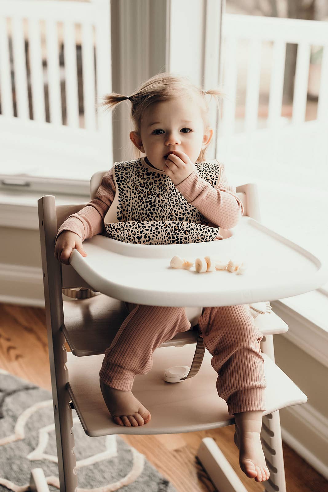 Three Little Tots -Leopard Print Silicone Bib with Crumb Catcher