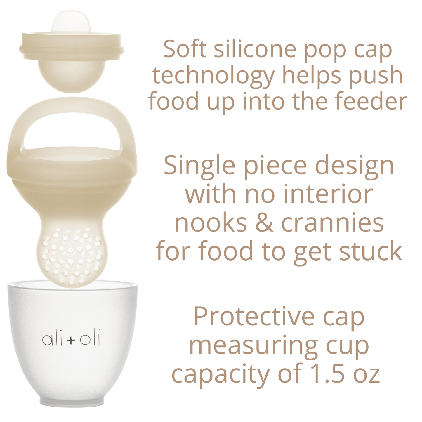 Ali & Oli Silicone Food & Fruit Feeder set of 2 sizes Oat & Coco