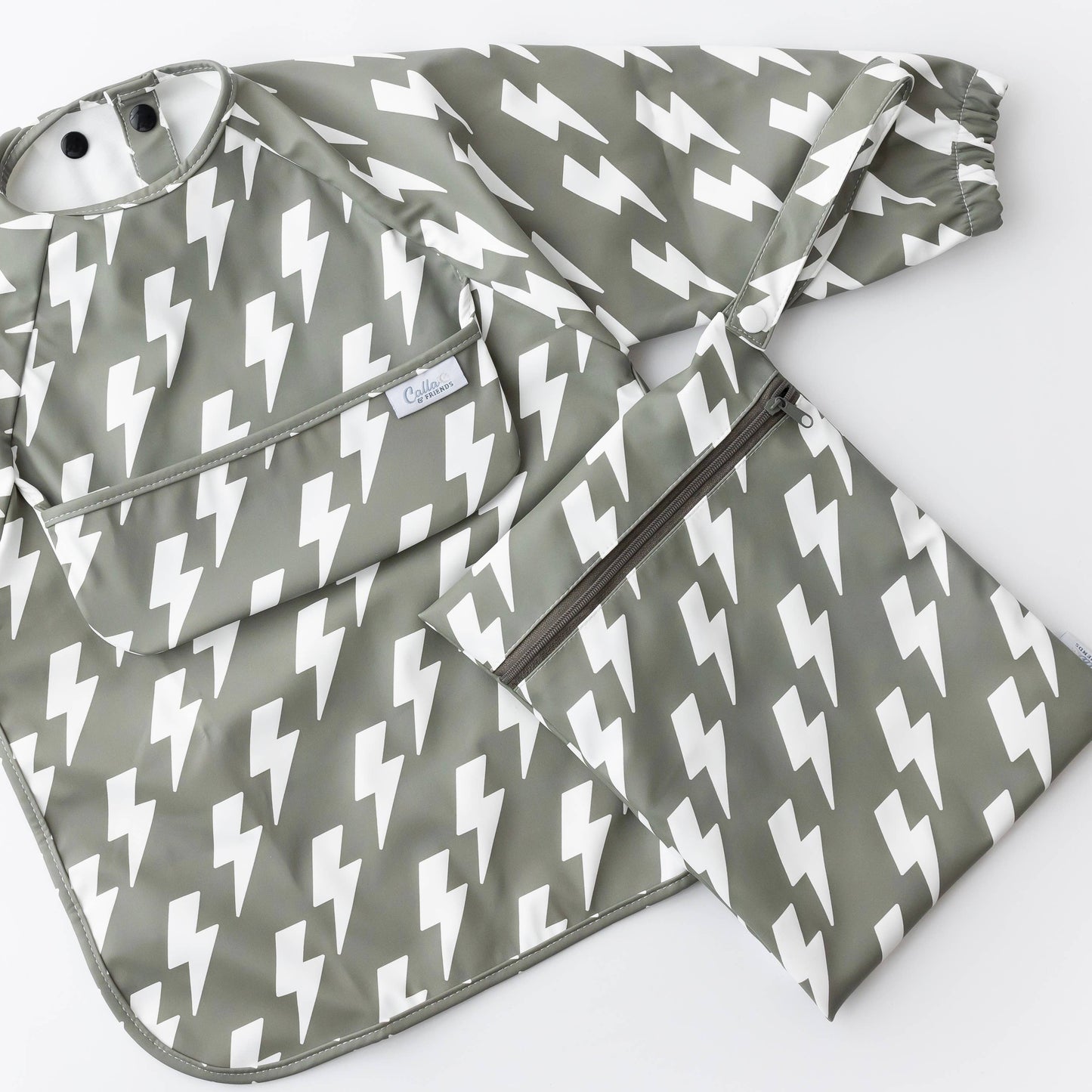The Grayson Long Sleeve Bib - Lightning Bolts: Blackout