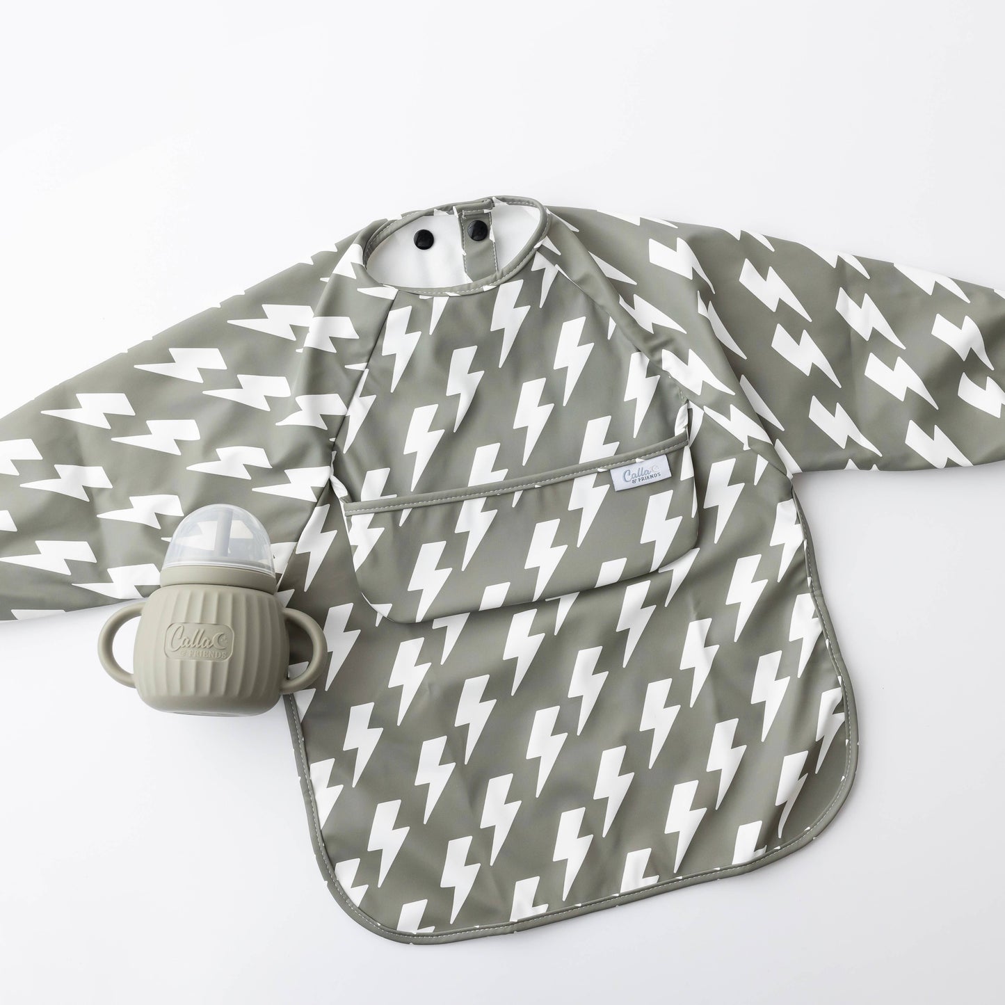 The Grayson Long Sleeve Bib - Lightning Bolts: Blackout