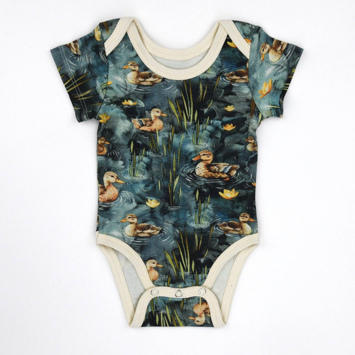 Earthy - Organic Cotton Short Sleeve Baby Bodysuit, Harbor: 3-6M