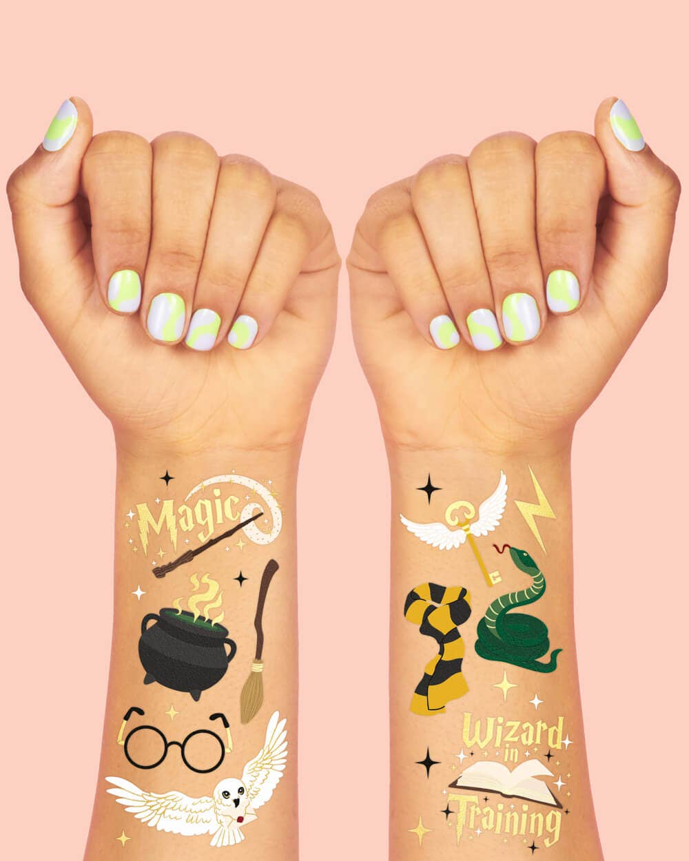 Wizard Tats - 56 temporary tattoos, kids party, Harry Potter