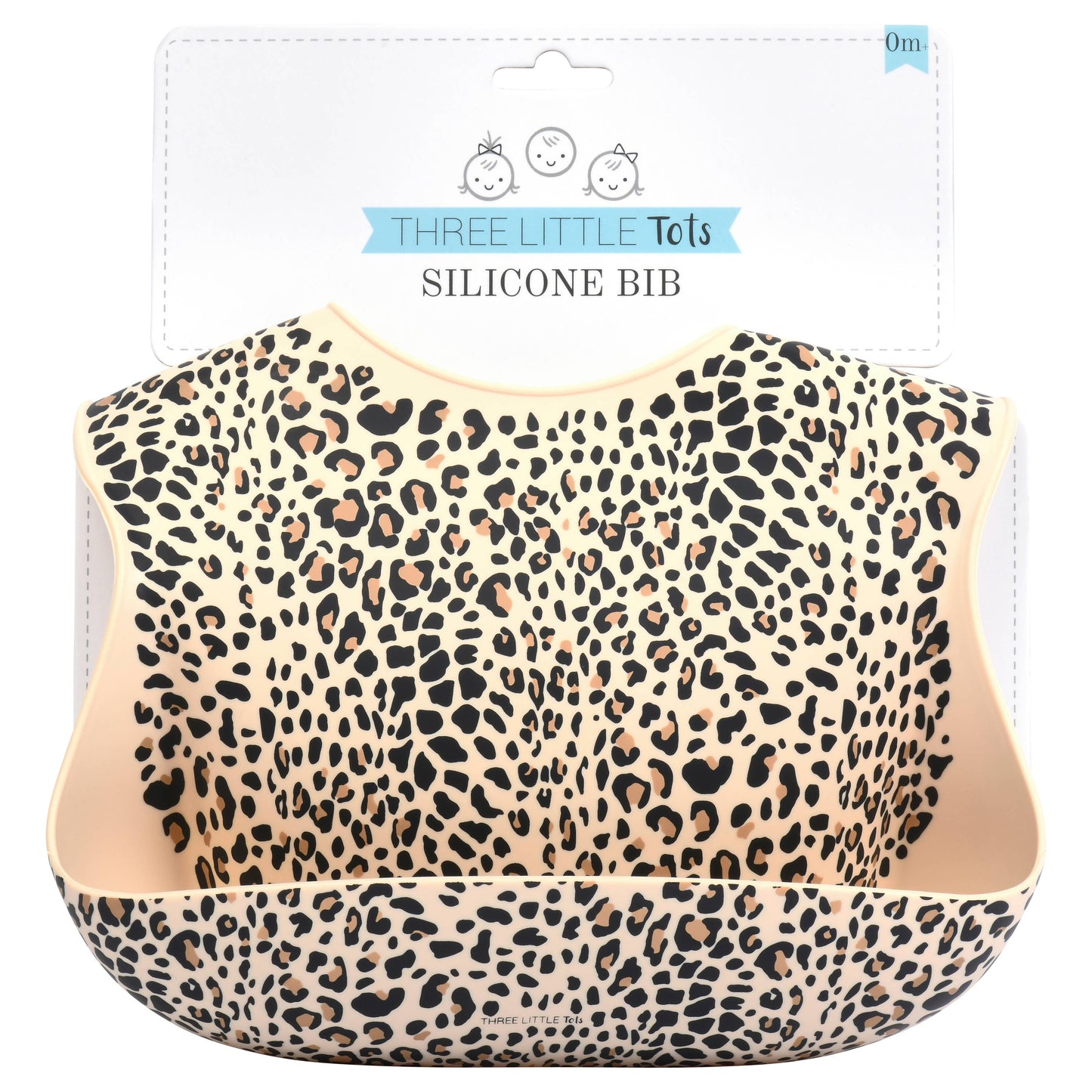 Three Little Tots -Leopard Print Silicone Bib with Crumb Catcher