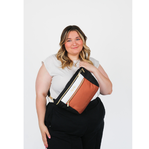 Ritzy Pack Fanny Pack & Crossbody Diaper Bag: Coffee & Cream
