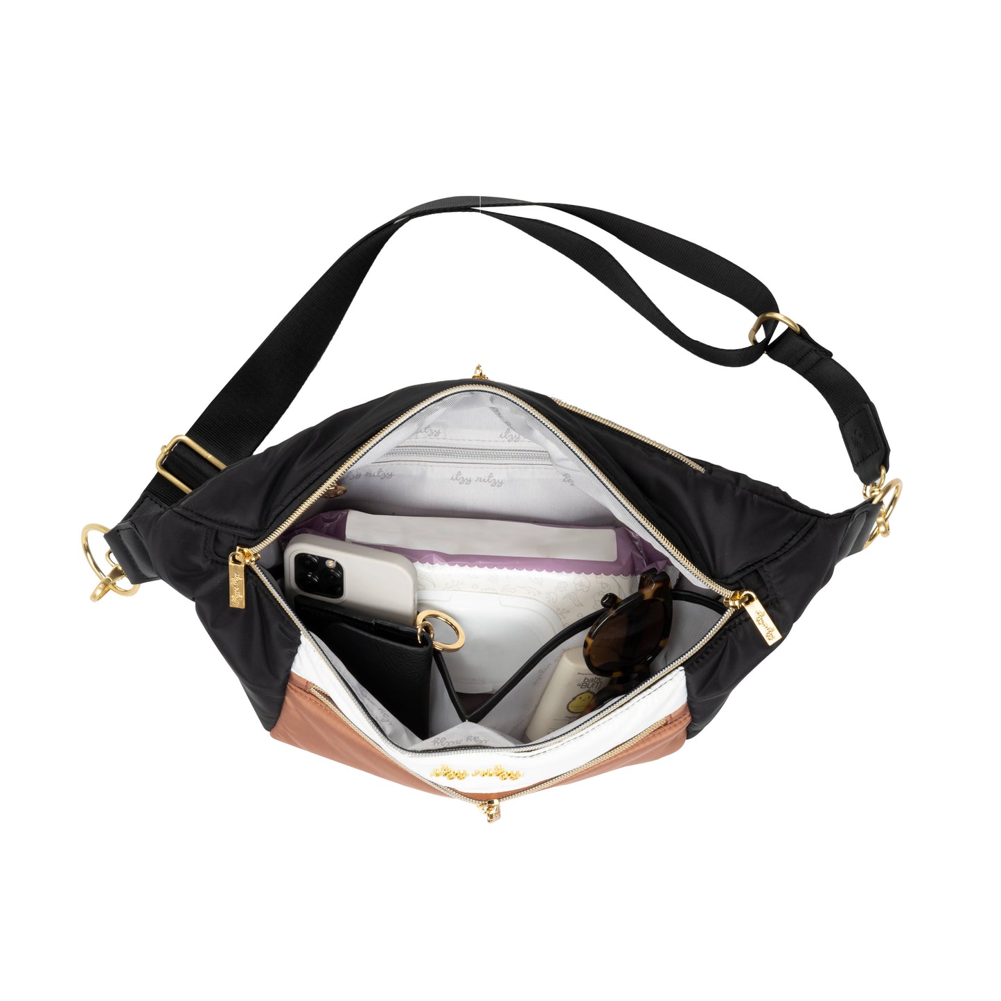 Ritzy Pack Fanny Pack & Crossbody Diaper Bag: Coffee & Cream