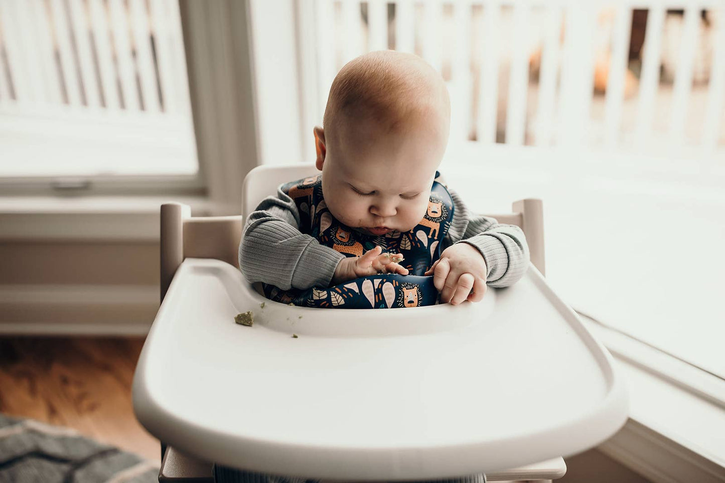 Three Little Tots -Zoo Lion Print Silicone Bib with Crumb Catcher