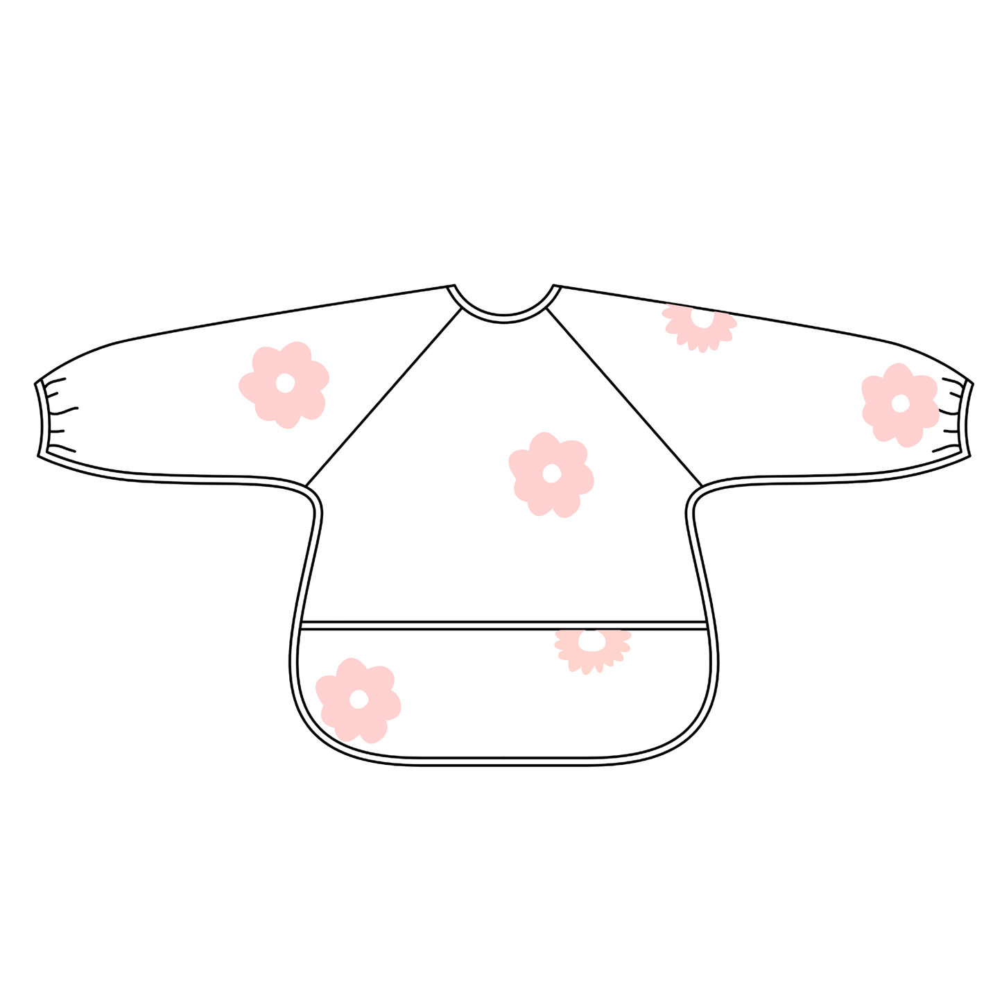 Ali & Oli Smock Bib for Baby & Toddler Long Sleeve (Pink Flowers)