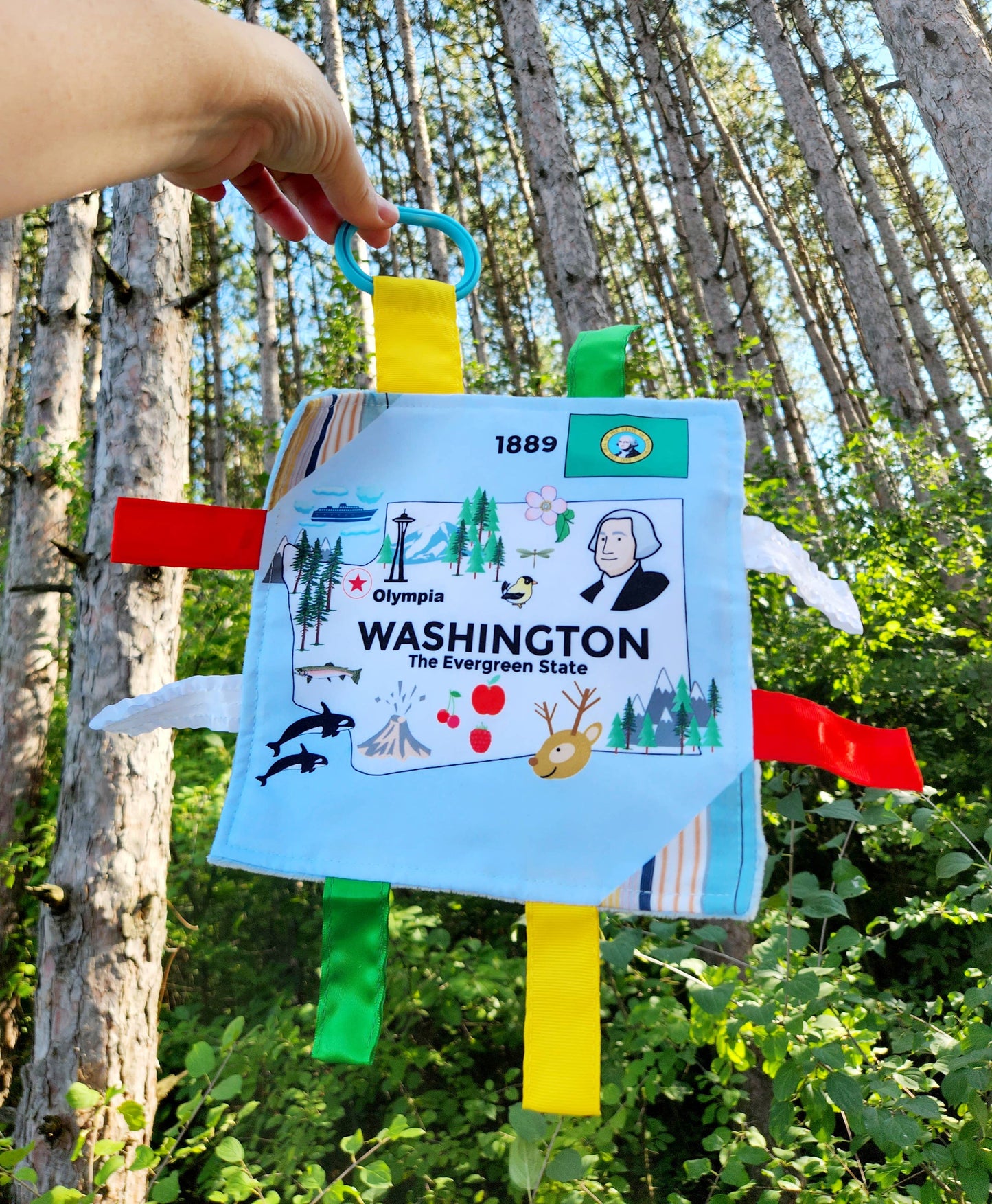Washington State Baby Crinkle Tag Square 8"x 8" Toy