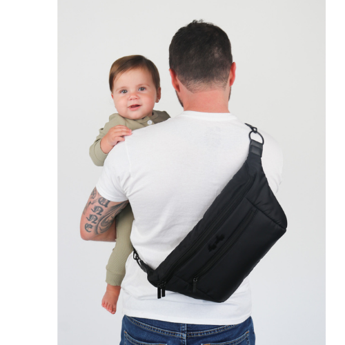 Ritzy Pack Fanny Pack & Crossbody Diaper Bag: Coffee & Cream