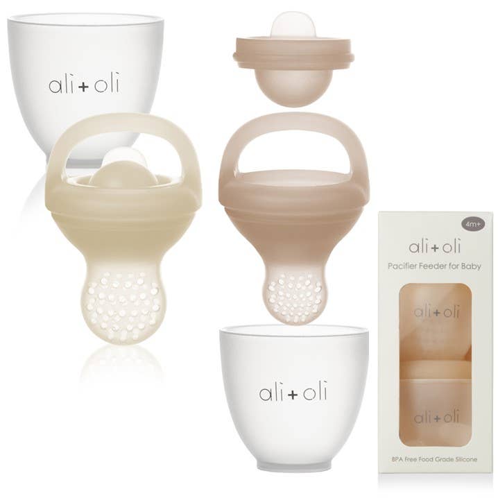 Ali & Oli Silicone Food & Fruit Feeder set of 2 sizes Oat & Coco