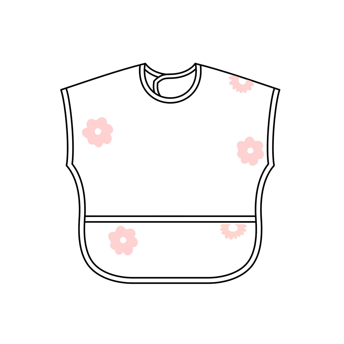 Ali & Oli Smock Bib for Baby & Toddler Short Sleeve (Pink Flowers)