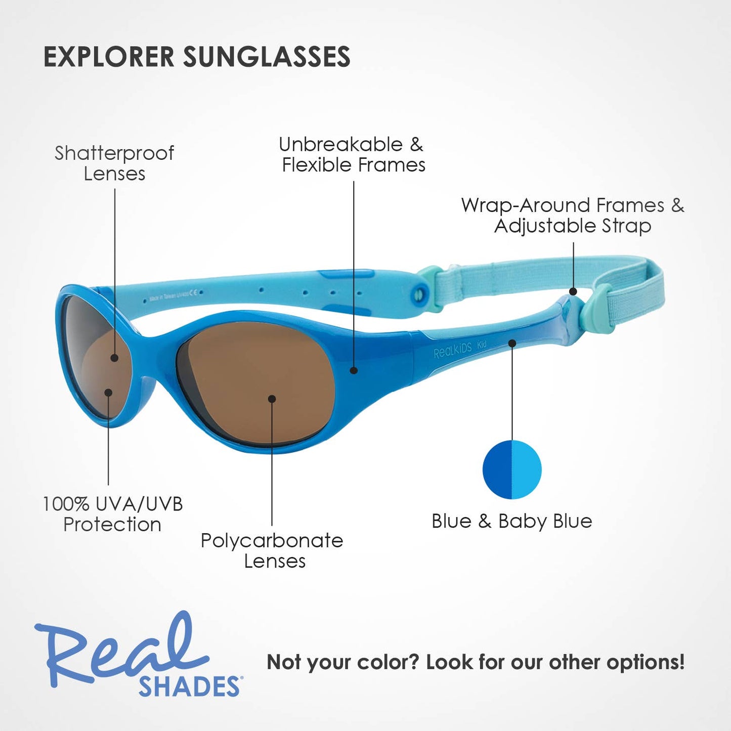 Explorer Flexible Frame Sunglasses For Babies 0+: Navy/Orange
