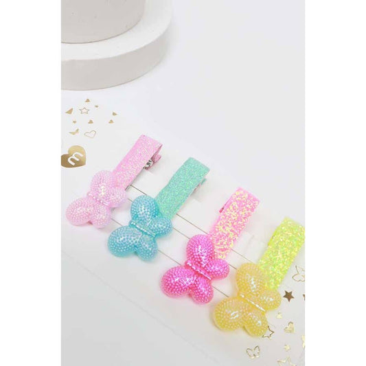 Glittered Colorful Butterfly Mini Hair Clips