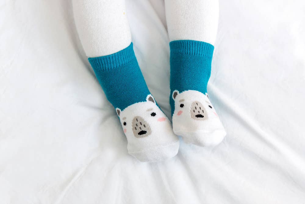 Zoo Socks Polar Bear Baby Animal Socks: Blue / XS (0~18M)