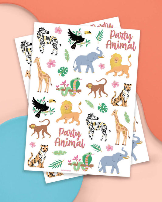 Pretty Wild Tats - 36 foil temporary tattoos, kids safari