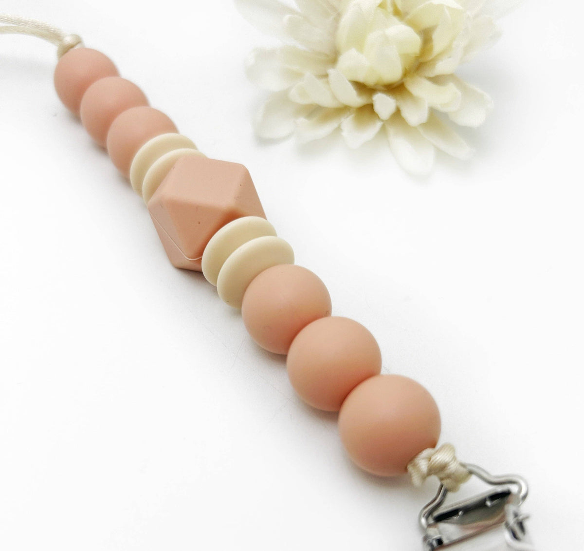 Peach Silicone Pacifier Clip for Stylish Baby Gift