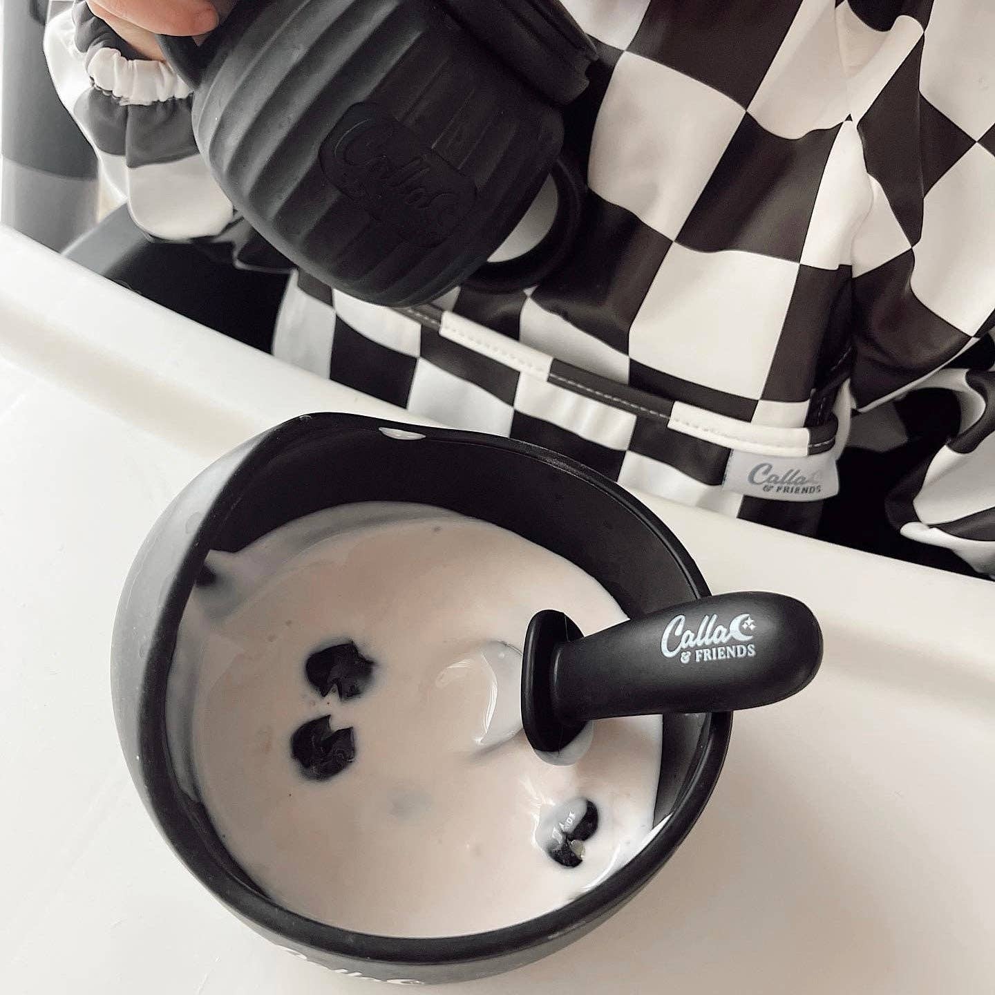 BLACKOUT Collection Silicone & Stainless Steel Toddler Utensil Set: BLACKOUT