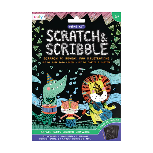 Mini Scratch and Scribble Safari Party Guided Artwork