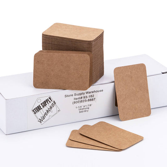 Unstrung Kraft Non-Perforated Blank Price Tags - Box of 500: Small - 1 1/4"W x 1 7/8"H