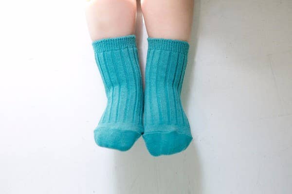 Eva & Elvin Teal Ankle Socks - Blue: Blue / L (5~8T)