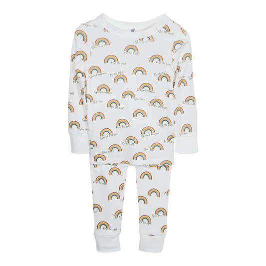 Long John Pajama Set - Rainbows: 12 small