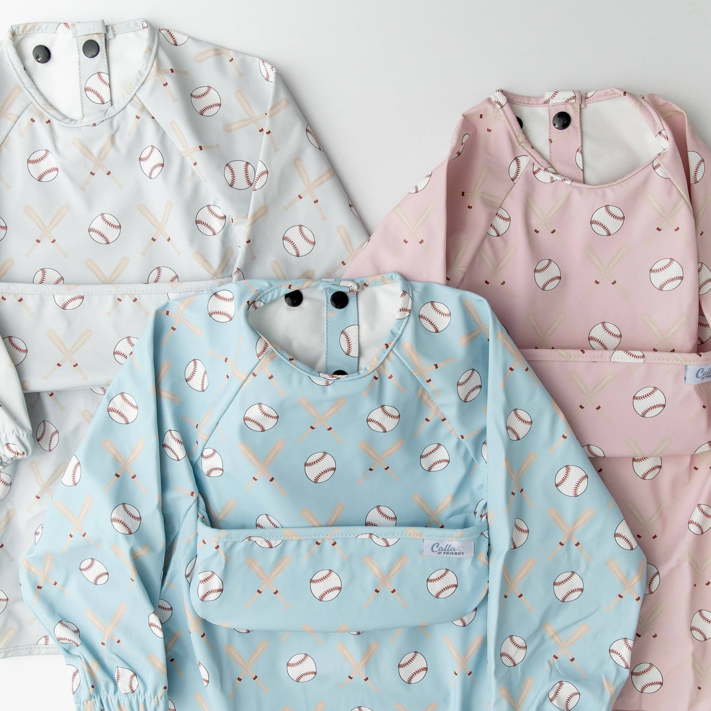 The Grayson Long Sleeve Bib - Baseball: Gray / 6-36M