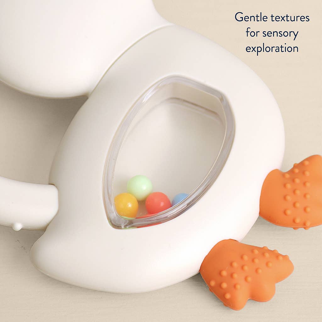 "NEW" Bitzy Shake™ - Silicone Teether with Rattle: Goose