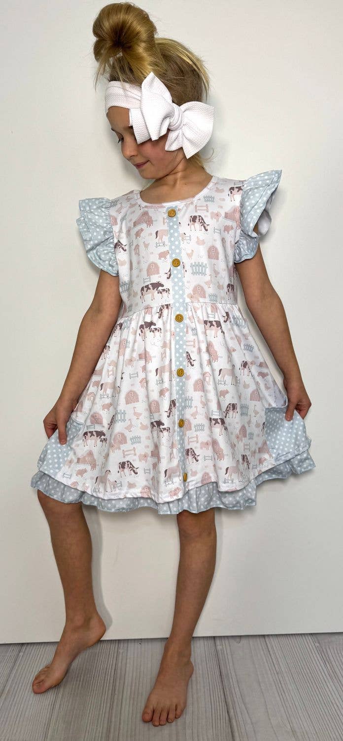 Barnyard Blue Girls Dress: 3t
