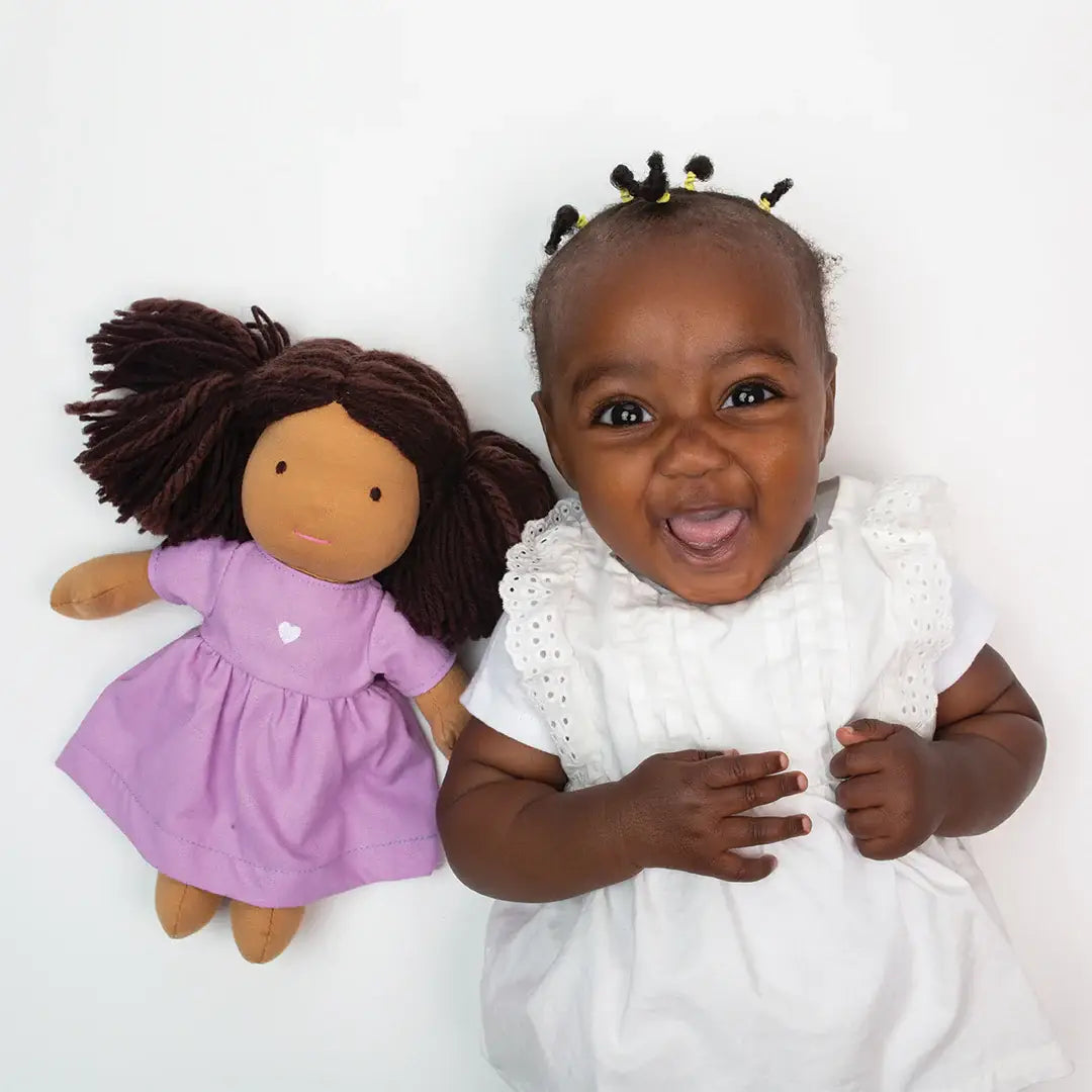 Waldorf-Inspired Doll – Handcrafted, 10" My Friend Mimi dark skin