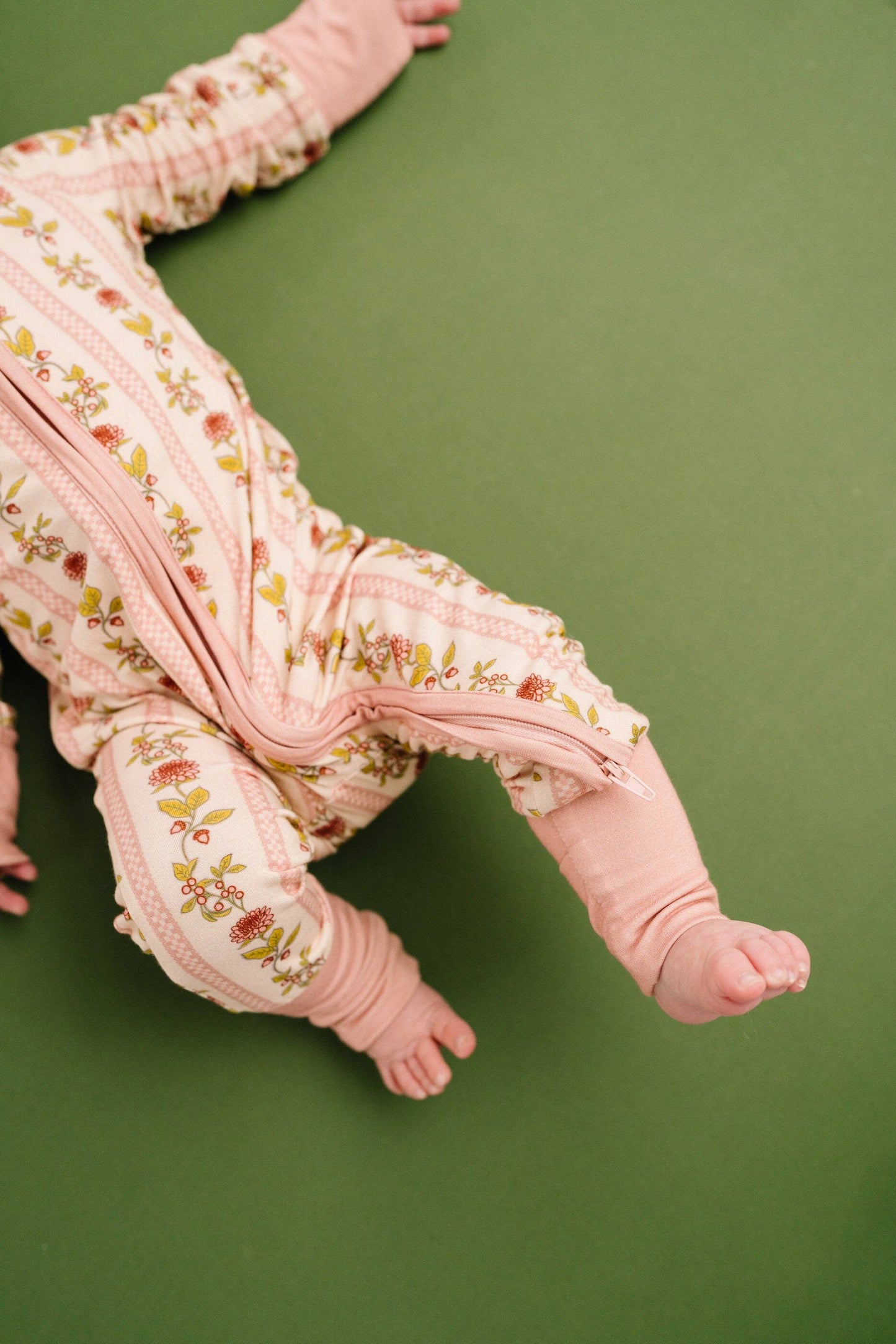 Vintage Floral Stripe Bamboo Sleeper: 0-3M