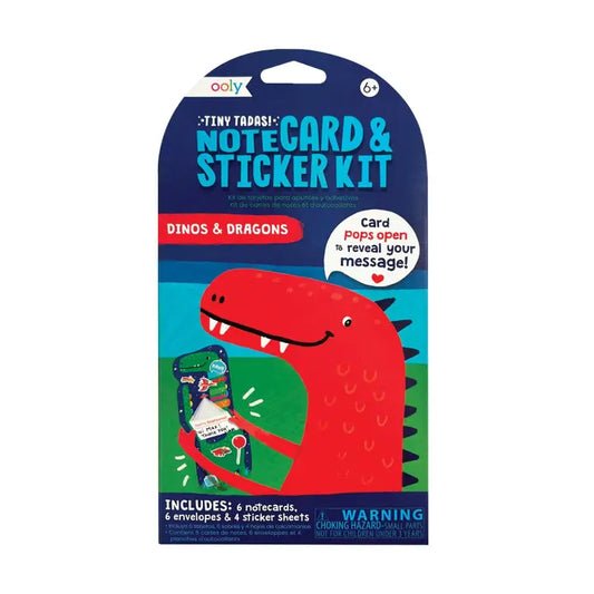 Ooly Tiny Tada! Note Cards & Sticker Set - Dinos & Dragons