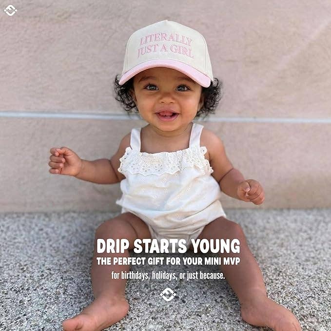 Kid/Baby 2-Tone Cap: Literally Just a Girl - Rose/Beige: Kids (2-9 Years)