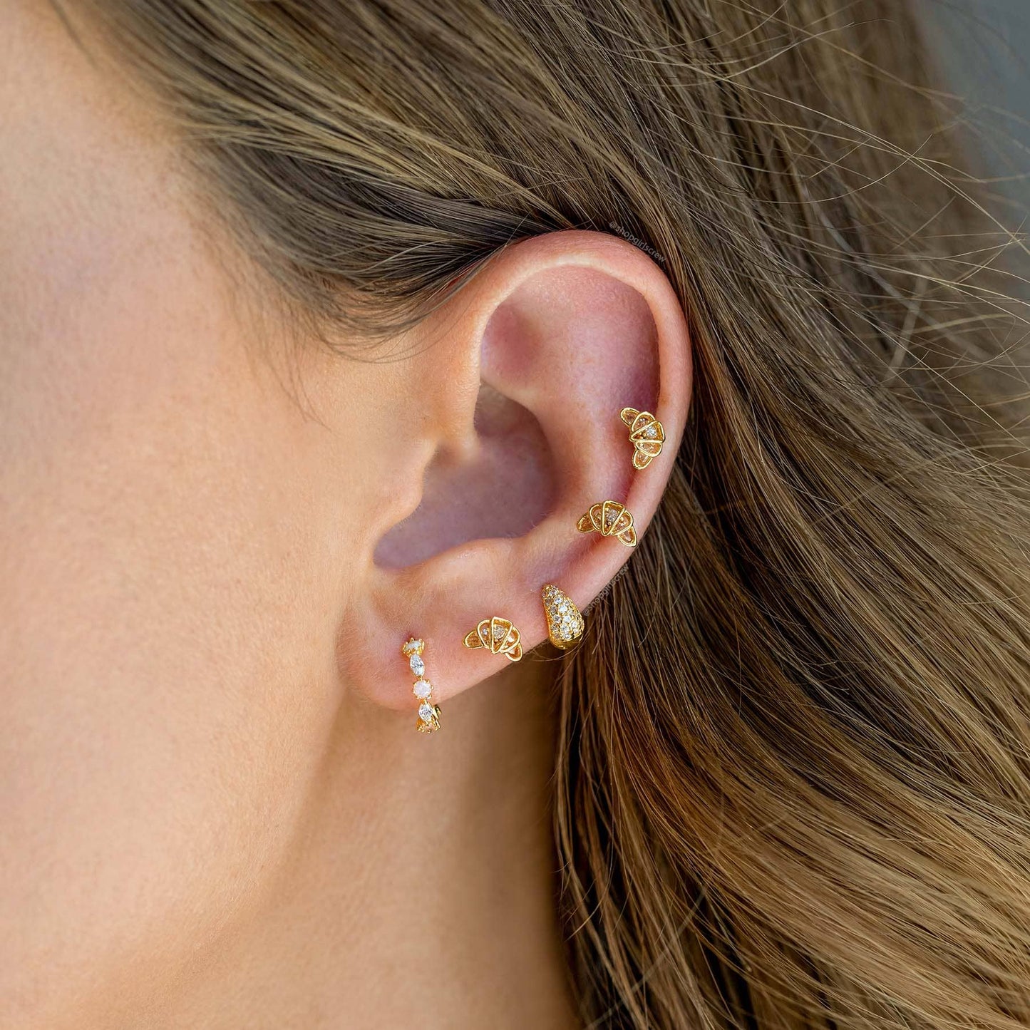 Croissant Studs: Rose Gold
