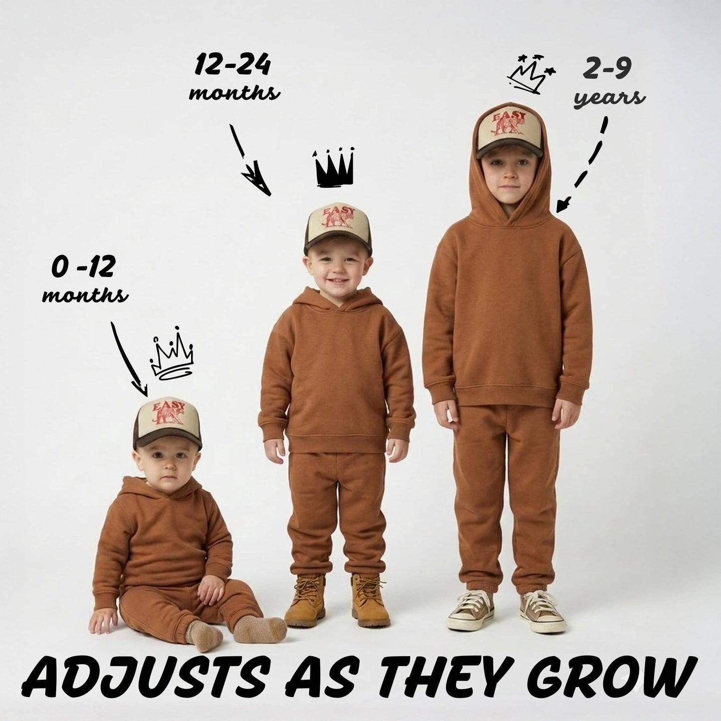 Kid's Trucker Hat: Easy Tiger - Beige/Brown: Medium/Large (2-9 Years)