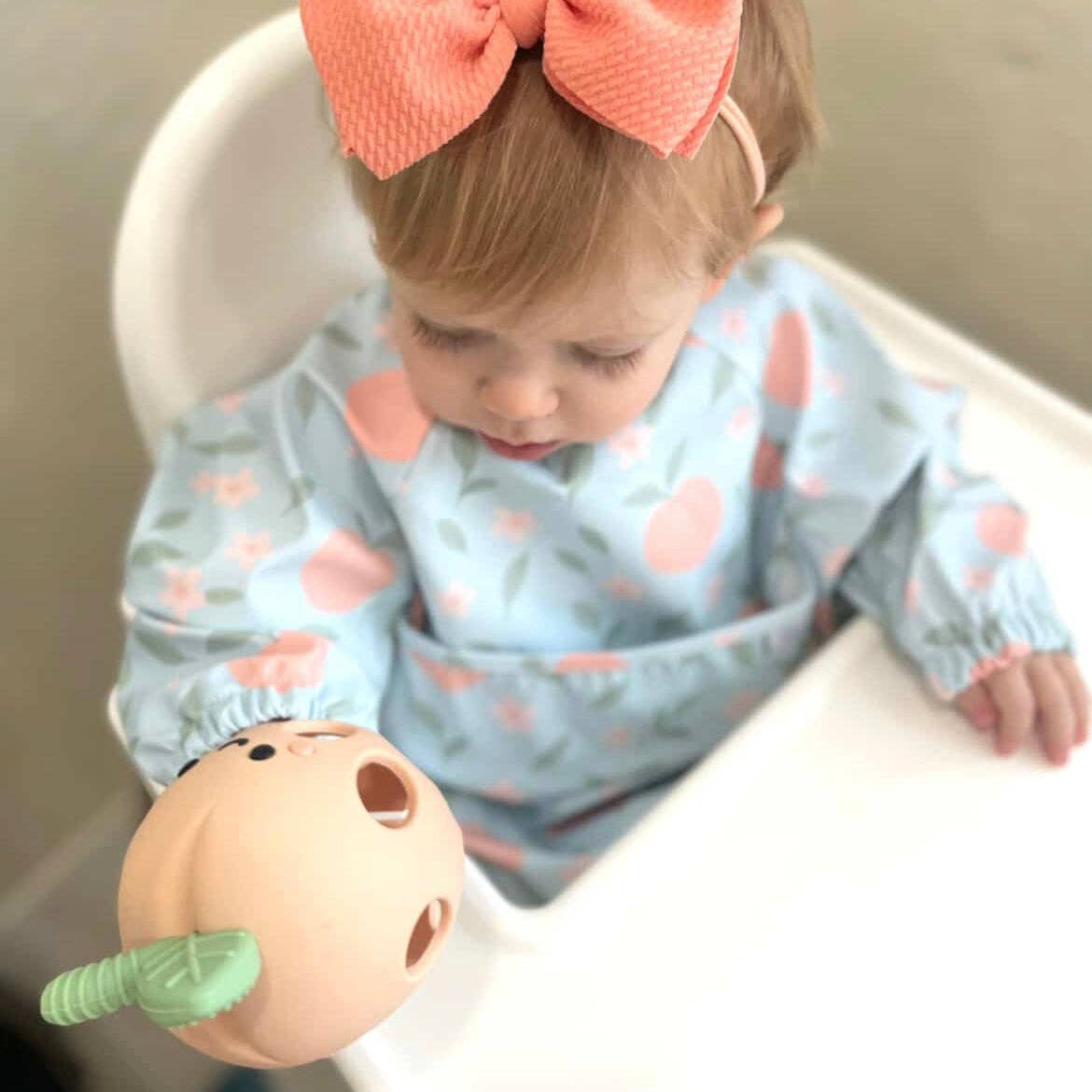 The Grayson Long Sleeve Bib - Peach Blossom: 6-36M