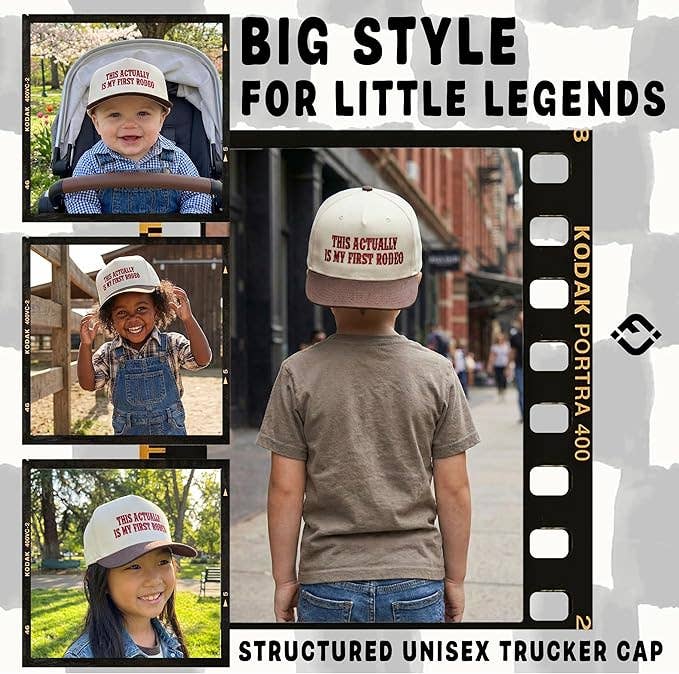 Kid/Baby 2-Tone Cap: This Actually Is My First Rodeo (Brown): Kids (2-9 Years)