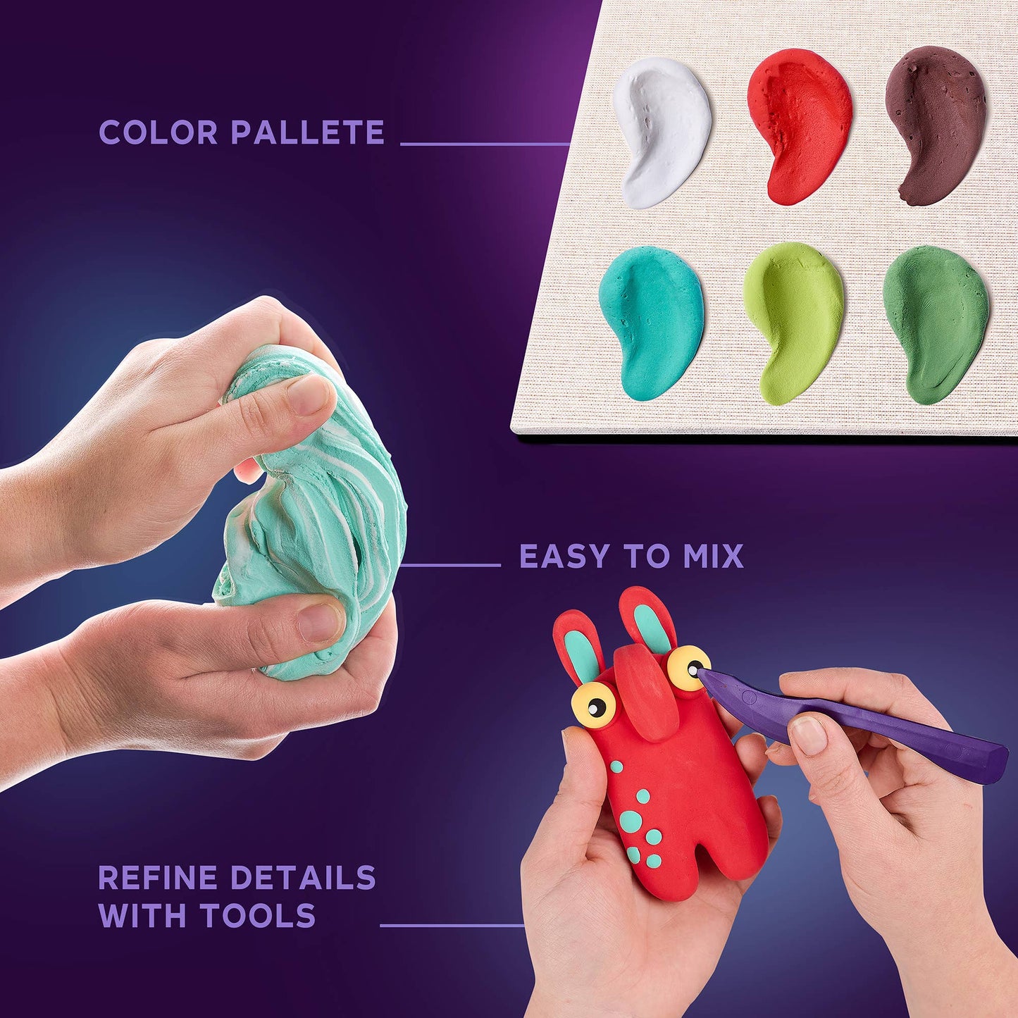 Little Worlds Earth Troll OKTO Air-Dry Clay 3D Painting Kit –  (8.3 x 8.3 in)