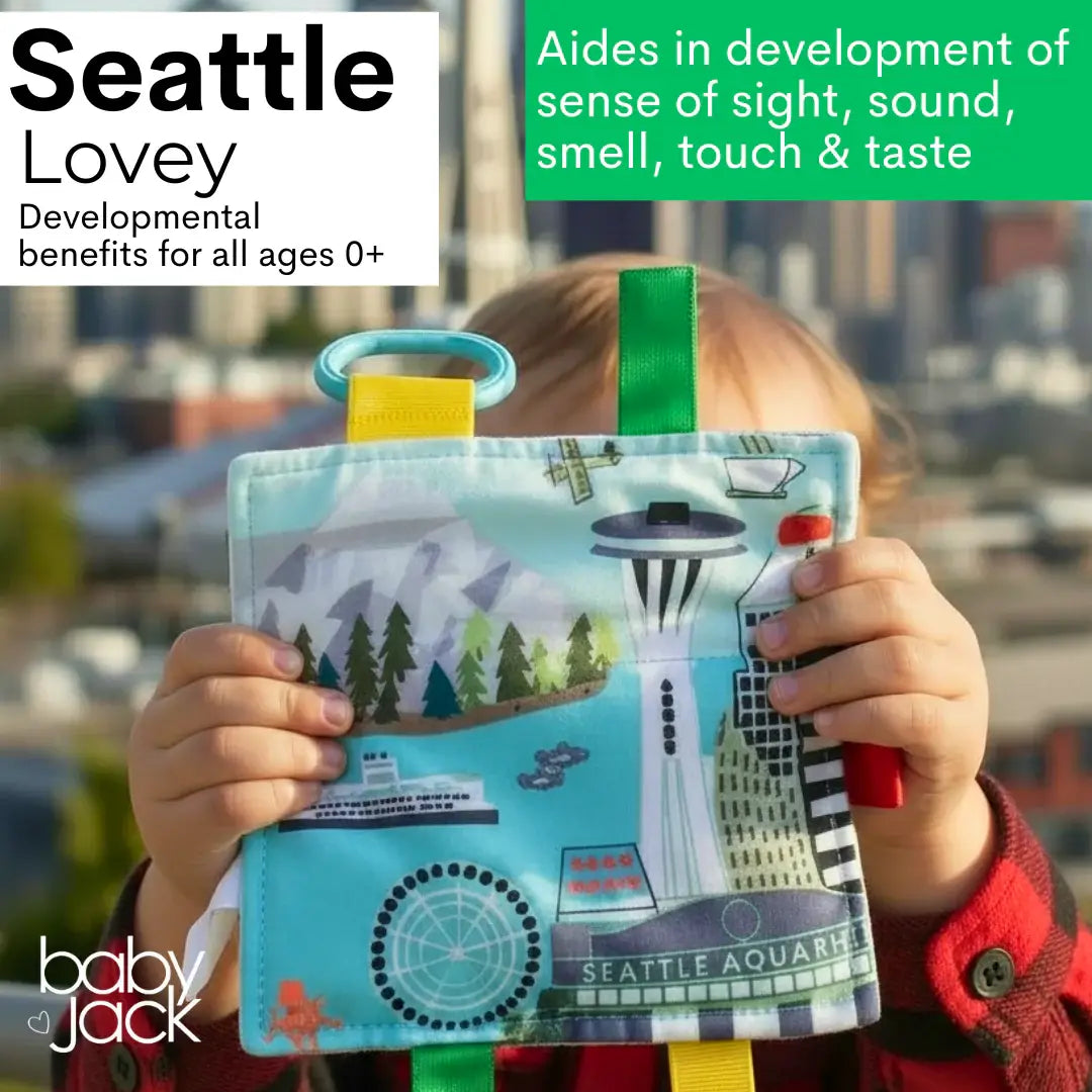 Seattle Washington Baby City Learning Crinkle Squares 8"x 8"