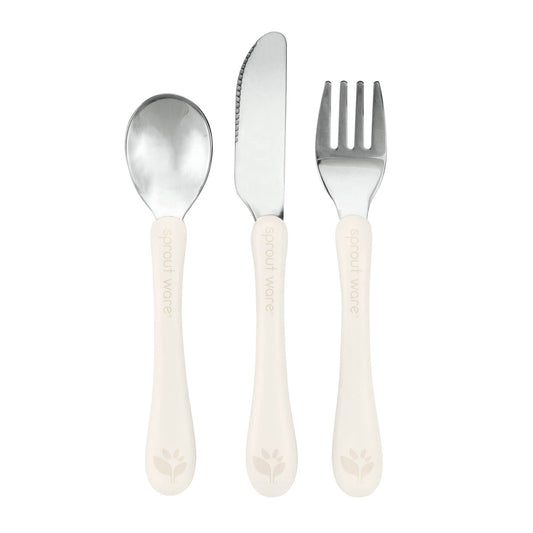 Stainless Steel & Sprout Ware Kids Cutlery: White