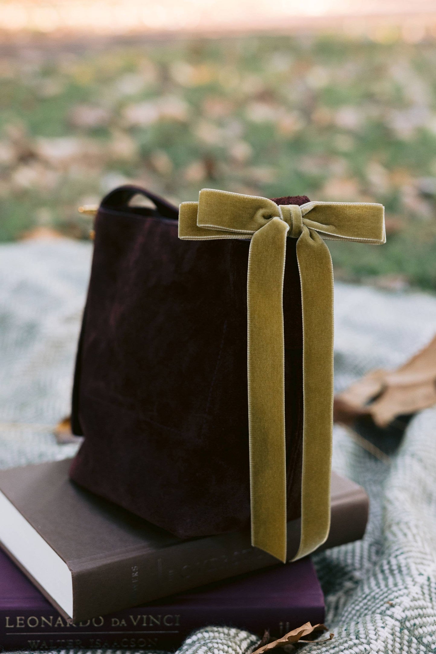 Long Velvet Hair Bow Barrette | Alice Bow - Long Length: Gingerbread