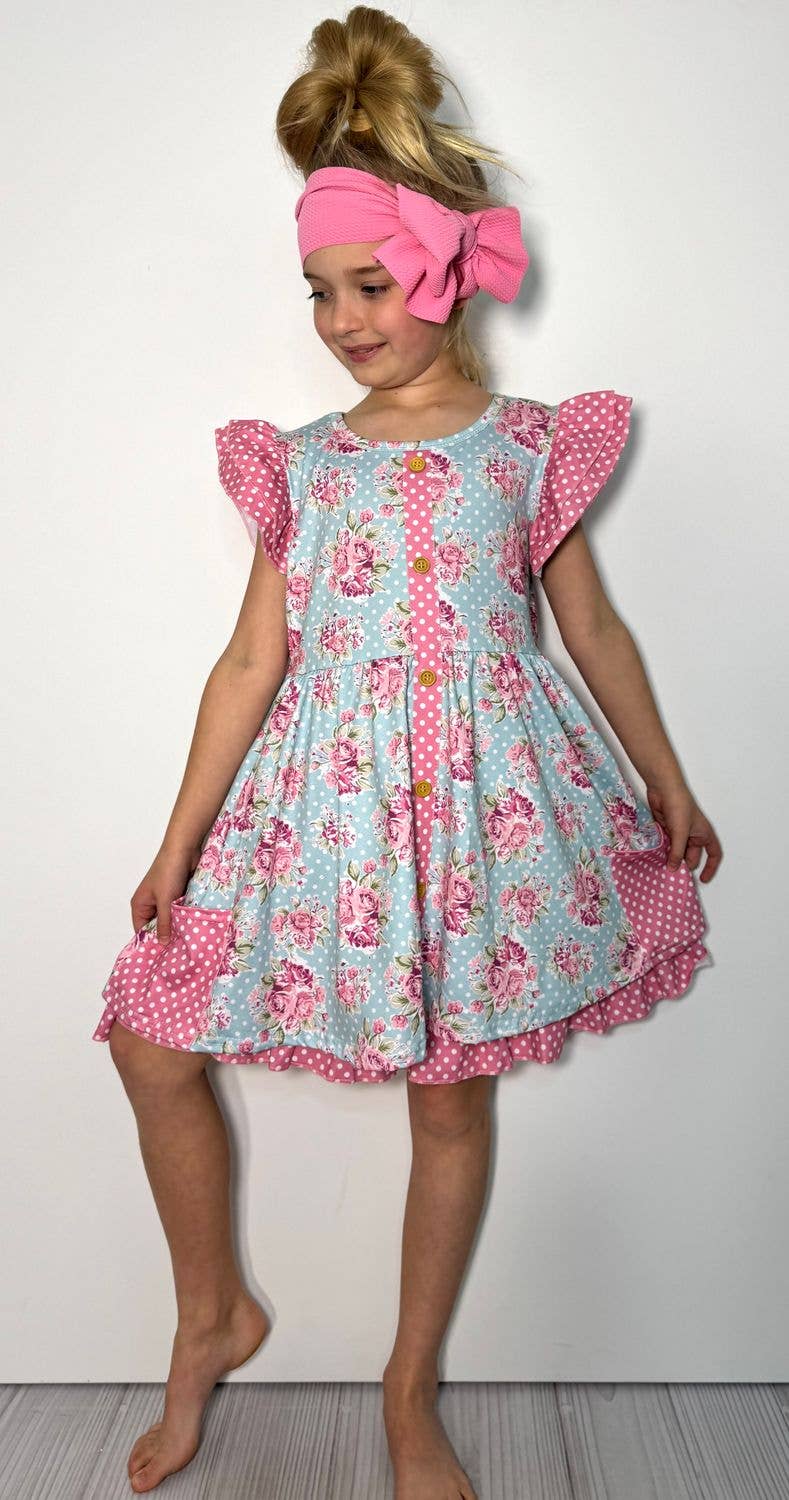 Polka Dot Blossom Girls Dress: 4t