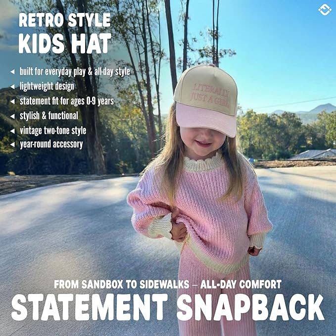 Kid/Baby 2-Tone Cap: Literally Just a Girl - Rose/Beige: Kids (2-9 Years)