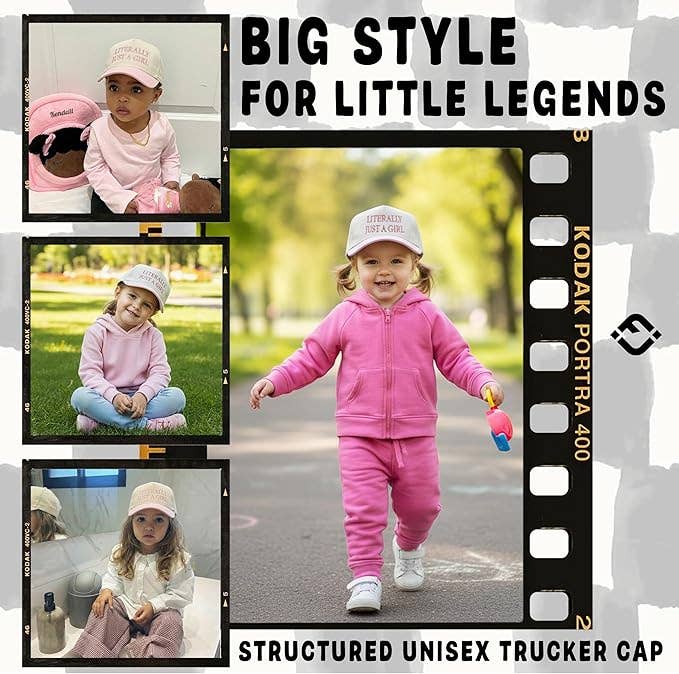 Kid/Baby 2-Tone Cap: Literally Just a Girl - Rose/Beige: Kids (2-9 Years)