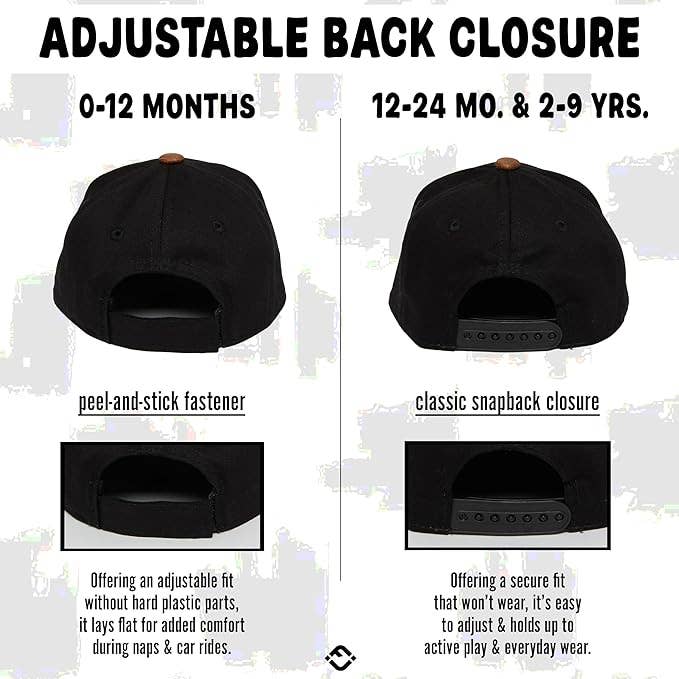 Flat Brim Trucker Hat - Dude - Black/Faux Leather: Kids (2-9 Years)
