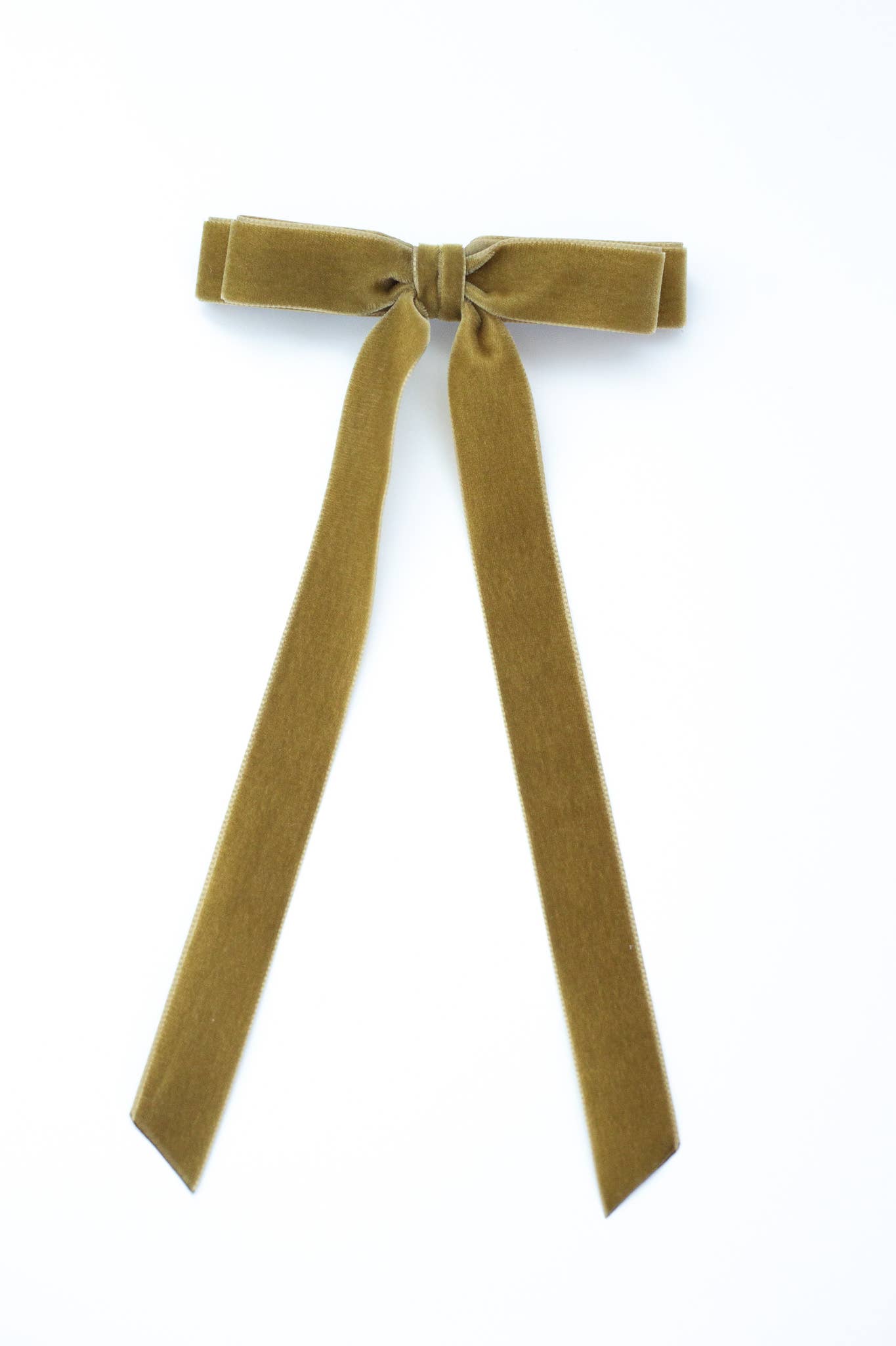 Long Velvet Hair Bow Barrette | Alice Bow - Long Length: Gingerbread