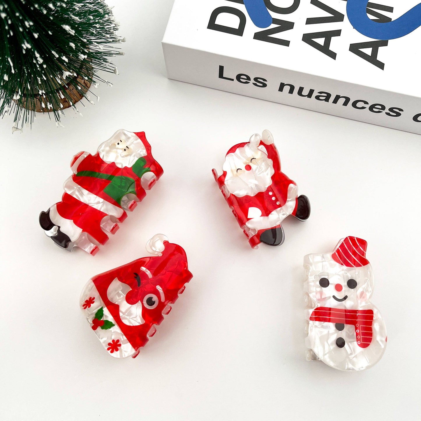 Cute Santa Claus Hair Clip, Red Christmas Claw Clips: D