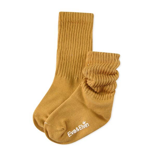 Eva & Elvin Mustard Socks: Mustard / S (1-3T)