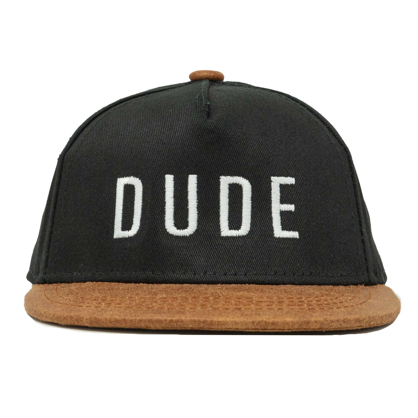 Flat Brim Trucker Hat - Dude - Black/Faux Leather: Kids (2-9 Years)